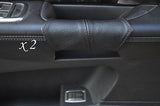 BLACK STITCH FITS JAGUAR XF 2008+ 2X FRONT DOOR HANDLE LEATHER COVERS CUSTOM NEW