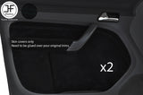 BLACK STITCH 2X FRONT DOOR CARD TRIM SUEDE COVERS FOR VW CADDY MK3 2005-2015