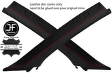 RED STITCH 2X A PILLAR REAL LEATHER COVERS FITS BMW X5 E53 2000-2006 CUSTOM NEW