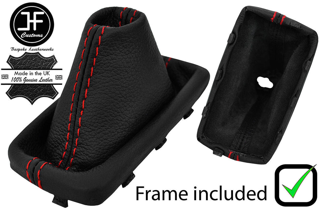 RED STITCH LEATHER AUTOMATIC GEAR GAITER+PLASTIC FRAME FITS KIA CARENS 13-18