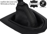 BLACK & BLACK STRIPE TOP GRAIN REAL LEATHER GEAR GAITER FITS PEUGEOT RCZ 09-15
