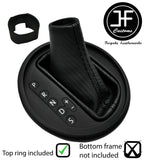 BLACK STITCH CARBON VINYL AUTO AUTOMATIC GEAR GAITER+TOP RING FOR VW T5 03-2015