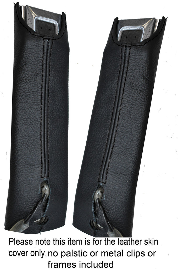 BLACK  STITCHING 2X FRONT SEAT BELT LEATHER SKIN COVERS FITS CORVETTE C3 68-82