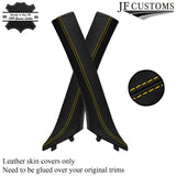 YELLOW STITCH ITALIAN LEATHER PILLAR KIT COVERS FOR BMW 3 SERIES E92 COUPE 06-13
