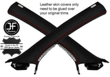 RED STITCHING 2X A POST PILLAR LEATHER COVERS FITS VW GOLF MK6 VI 2009-2013