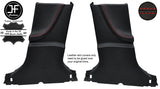 RED STITCH 2X LOWER B PILLAR PAD LEATHER COVERS FITS TESLA MODEL S 12-16