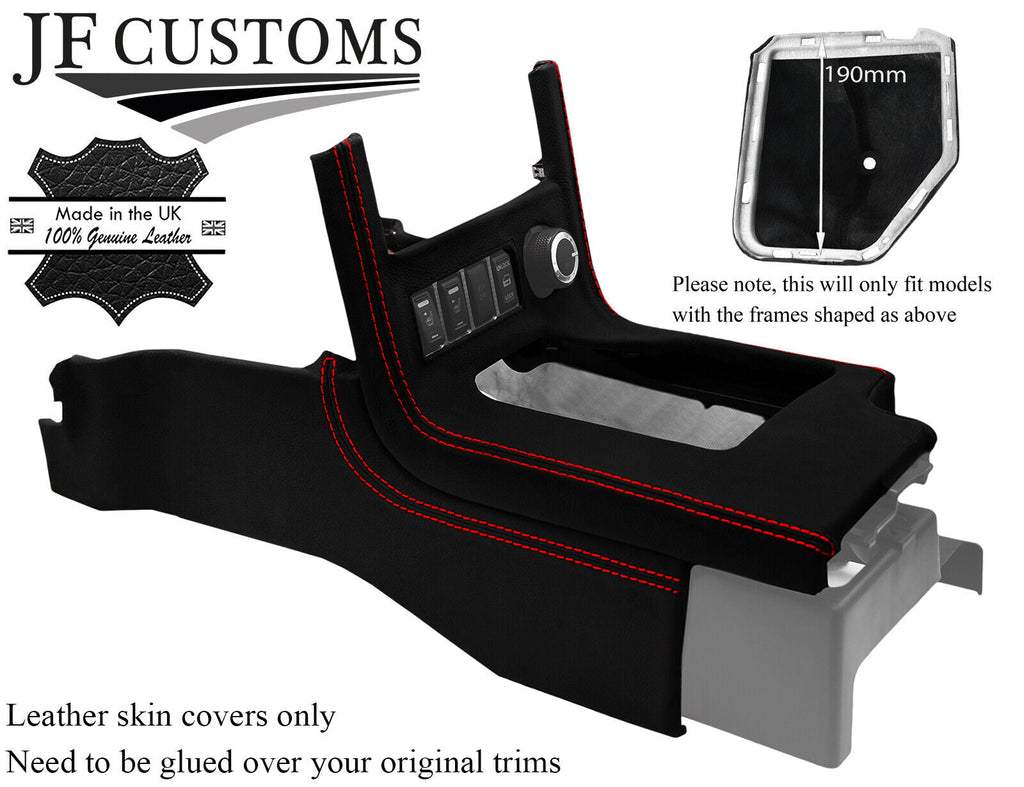 RED STITCH CONSOLE SIDE TRIMS + GEAR SURROUND COVER FOR NISSAN NAVARA D40 09-12