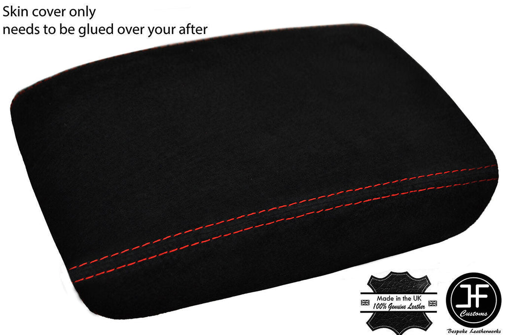 RED STITCHING ARMREST REAL SUEDE COVER FITS HONDA CIVIC 1992-1995 CUSTOM NEW