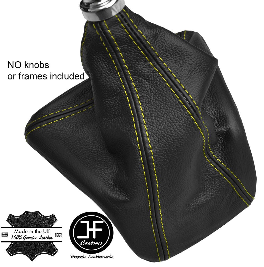 YELLOW STITCHING MANUAL LEATHER GEAR GAITER FITS FORD TRANSIT CUSTOM 2013-2016