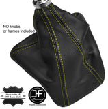 YELLOW STITCHING MANUAL LEATHER GEAR GAITER FITS FORD TRANSIT CUSTOM 2013-2016