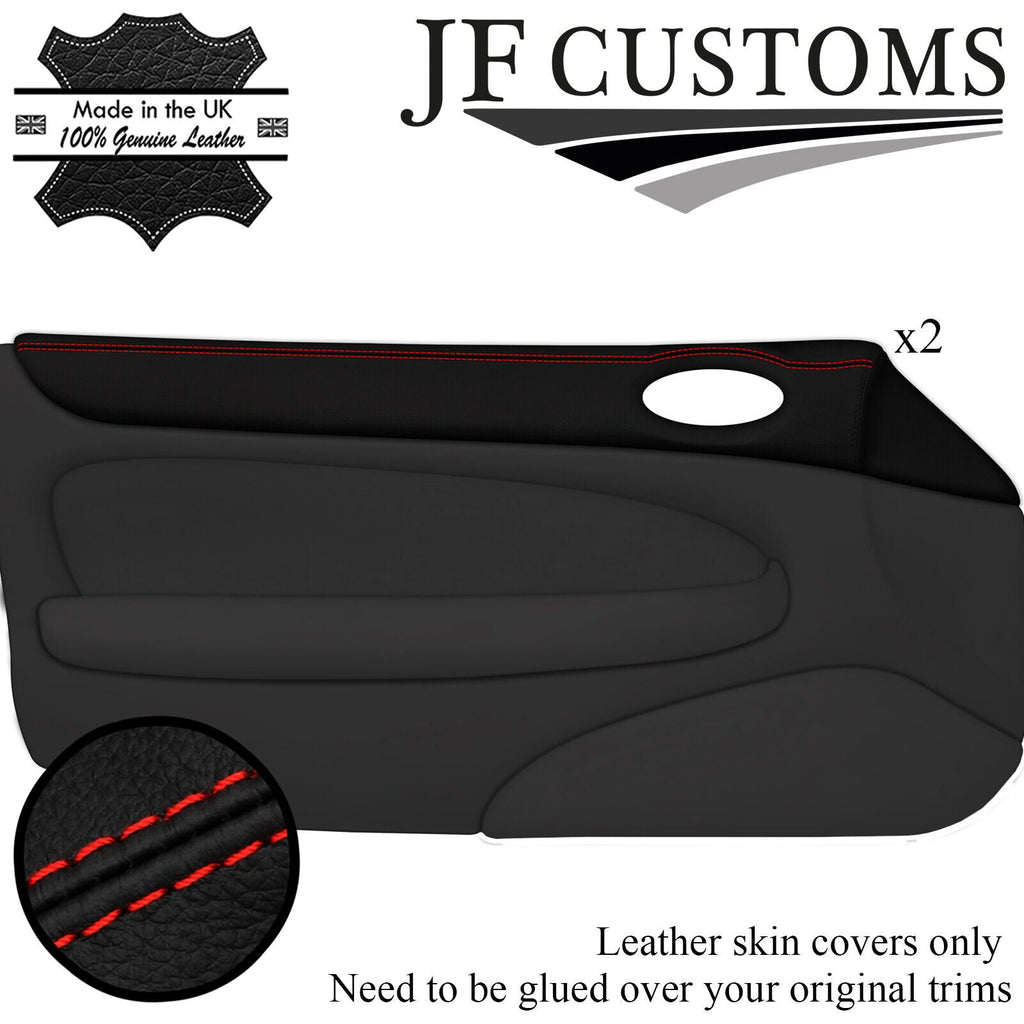 RED STITCH LEATHER 2X TOP DOOR TRIM COVERS FOR JAGUAR XK8 X100 COUPE 96-04