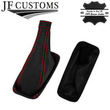 RED STITCH LEATHER GEAR HANDBRAKE + METAL FRAMES FITS NISSAN LAUREL C34 93-97