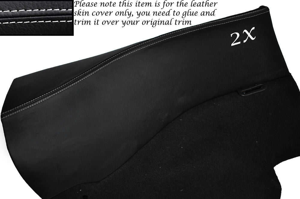 WHITE STITCH 2X REAR DOOR CARDS LEATHER SKIN COVERS FITS NISSAN 300ZX Z32 90-96