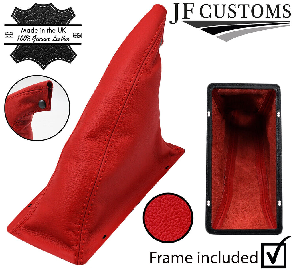 RED ITALIAN LEATHER HANDBRAKE BOOT+PLASTIC FRAME  FITS FORD CAPRI MK3 78-87