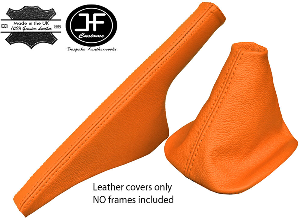 ORANGE ITALIAN LEATHER FOR VW GOLF MK4 4 IV BORA 98-05 GEAR&HANDBRAKE GAITERS