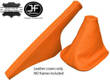 ORANGE ITALIAN LEATHER FOR VW GOLF MK4 4 IV BORA 98-05 GEAR&HANDBRAKE GAITERS