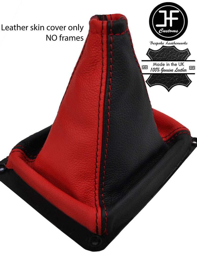 BLACK & RED TOP GRAIN LEATHER MANUAL GEAR GAITER FITS KIA SORENTO MK1 02-09