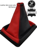 BLACK & RED TOP GRAIN LEATHER MANUAL GEAR GAITER FITS KIA SORENTO MK1 02-09