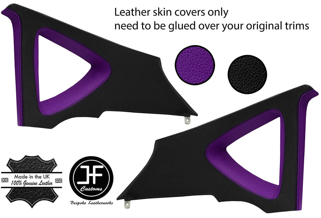 BLACK PURPLE LEATHER 2X REAR C PILLAR COVERS FOR SEAT LEON MK2 1P 2005-2011