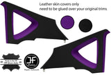 BLACK PURPLE LEATHER 2X REAR C PILLAR COVERS FOR SEAT LEON MK2 1P 2005-2011