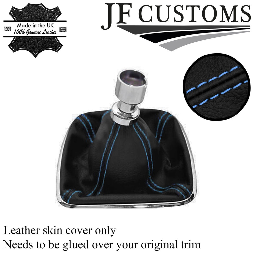 L BLUE STITCH ITALIAN LEATHER GEAR GAITER FITS FORD S-MAX 06-14 CUSTOM NEW
