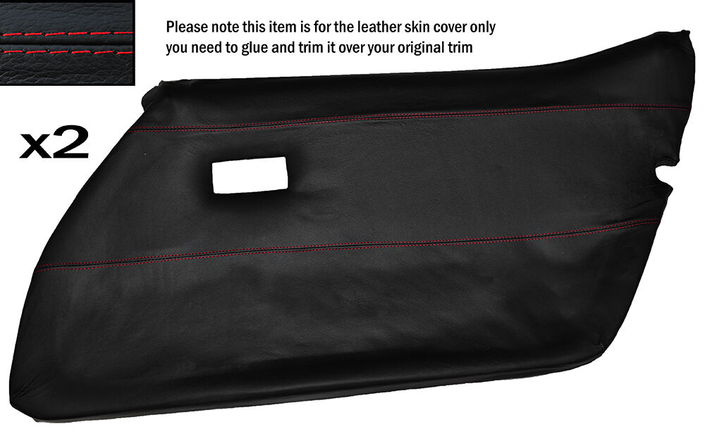 RED STITCH 2X FRONT FULL DOOR CARD LEATHER SKIN COVER FITS CORVETTE C3 78-82
