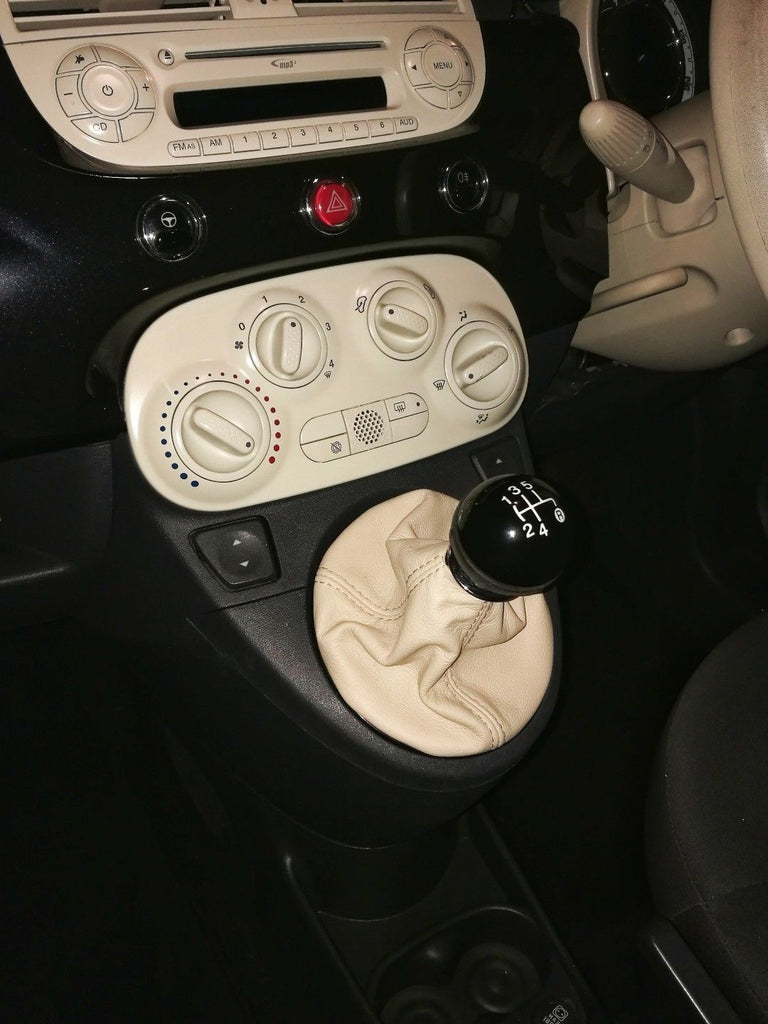 FITS FIAT 500 GEAR COVER GAITOR GAITER CREAM REAL TOP GRAIN LEATHER  07 TO 2016