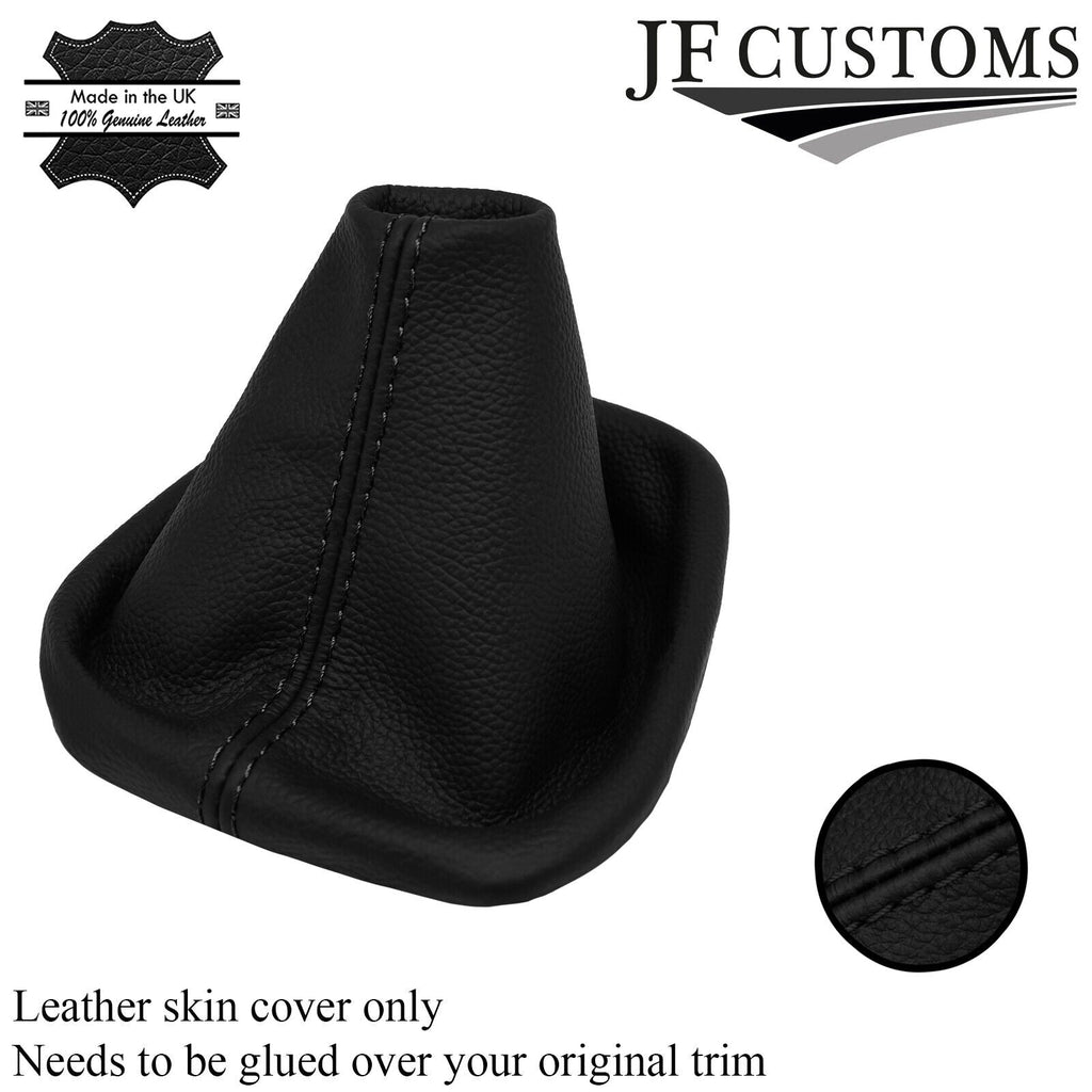 BLACK STITCH ITALIAN LEATHER GEAR GAITER COVER FOR HYUNDAI I10 2013-2017