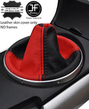 BLACK & RED TOP GRAIN REAL LEATHER GEAR GAITER COVER FITS MAZDA RX8 03-12