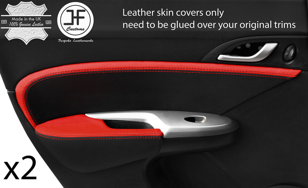 BLACK & RED 2X REAR DOOR CARD & ARMREST TRIM COVERS FOR HONDA CIVIC 2006-2012