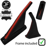 BLACK RED STRIPE HANDBRAKE LEATHER+BASE KIT FOR VW GOLF 2 MKII GTI G60 RALLYE