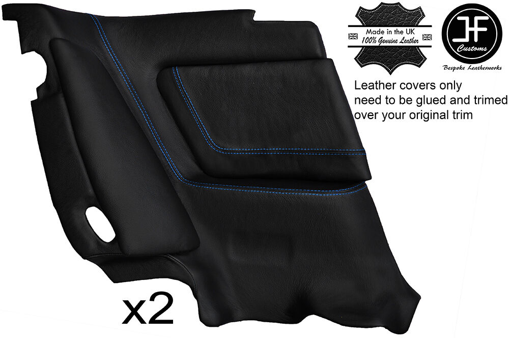 BLUE STITCH 2X REAR FULL DOOR CARD TRIM LTHR COVERS FITS TOYOTA SUPRA MK3 86-93