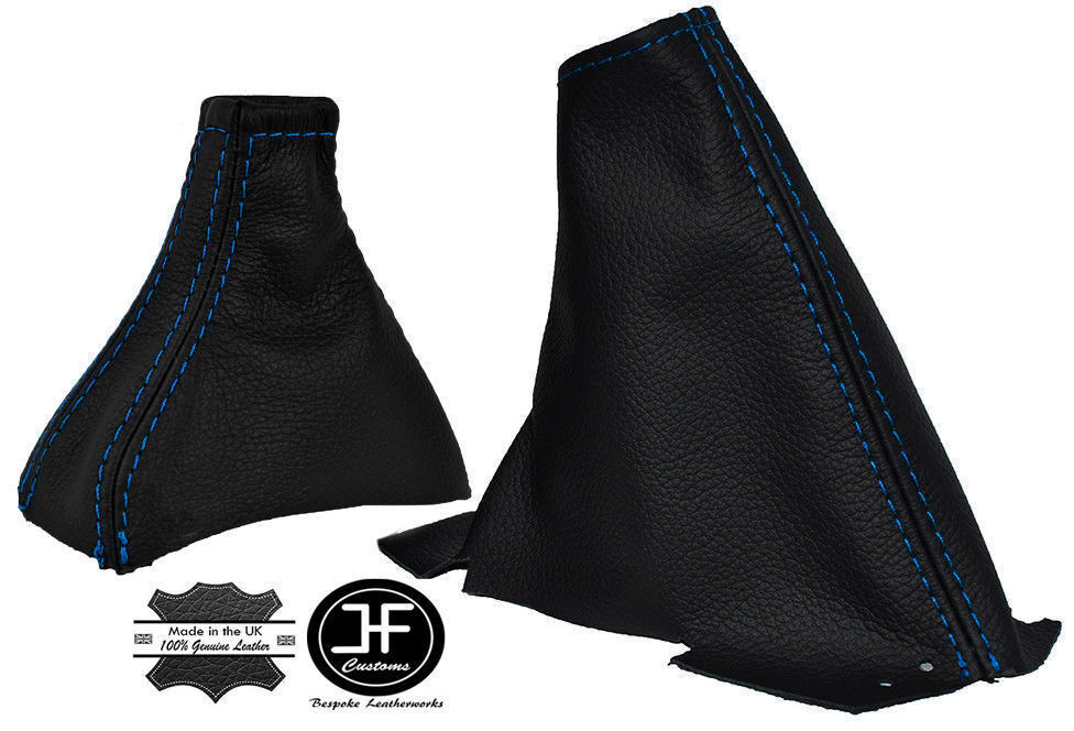 BLUE STITCH AUTO AUTOMATIC GEAR STICK & HANDBRAKE LEATHER GAITER FOR VOLVO V70