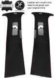 RED STITCH 2X  UPPER B PILLAR REAL LEATHER COVERS FITS VW TOUAREG 2002-2011