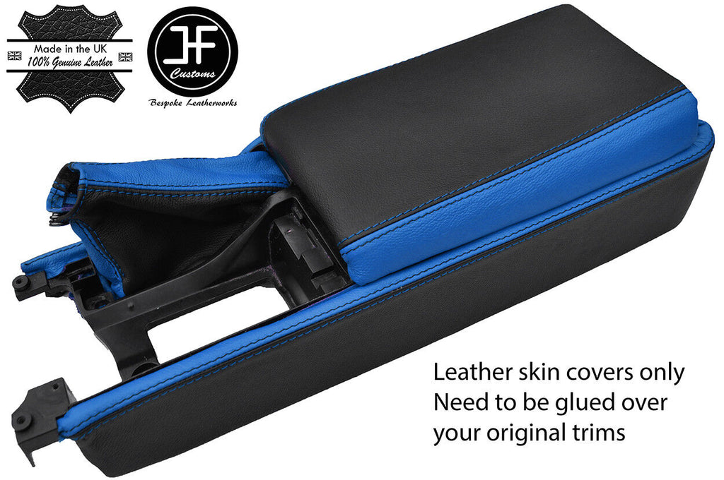 BLACK & BLUE LEATHER CONSOLE+ARMREST+HANDBRAKE COVERS FITS NISSAN 300ZX 90-96