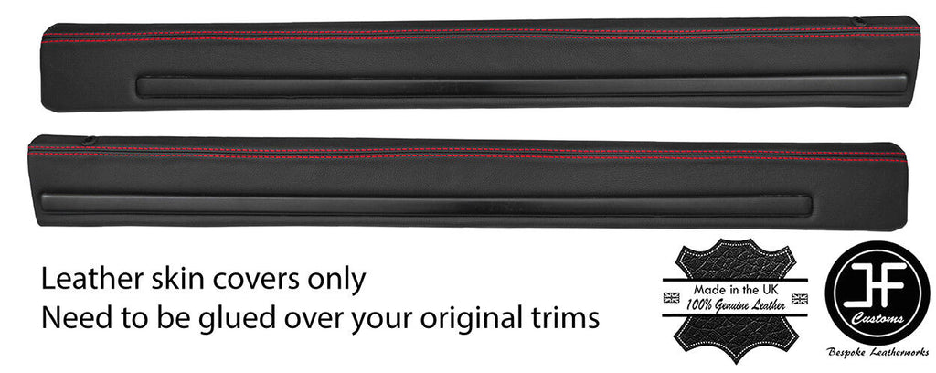 RED STITCH 2X FRONT DOOR CAPPING LEATHER COVERS FITS FORD ESCORT MK3 3 DOOR