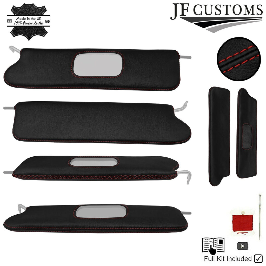 FITS MG MGB 62-80 CONVERTIBLE D RED CROSS STITCH 2X SUN VISOR LEATHER COVERS
