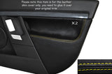 YELLOW STITCH 2X FRONT DOOR CARD SKIN COVERS FITS VAUXHALL OPEL VECTRA C SIGNUM