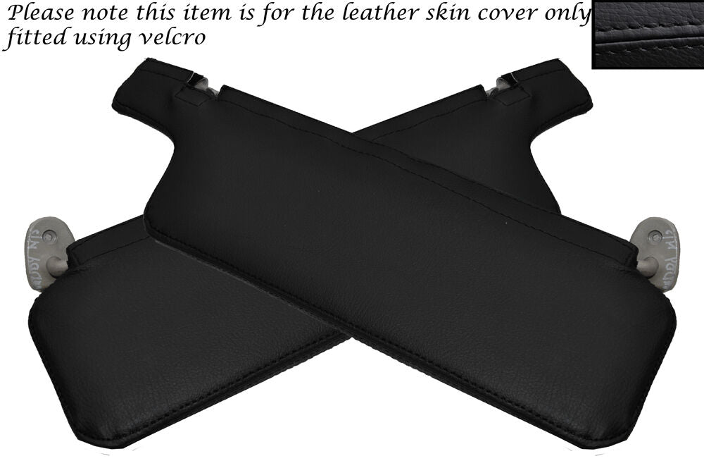 BLACK STITCH 2X SUN VISORS LEATHER SKIN COVERS FITS VW VOLKSWAGEN CADDY 95-03