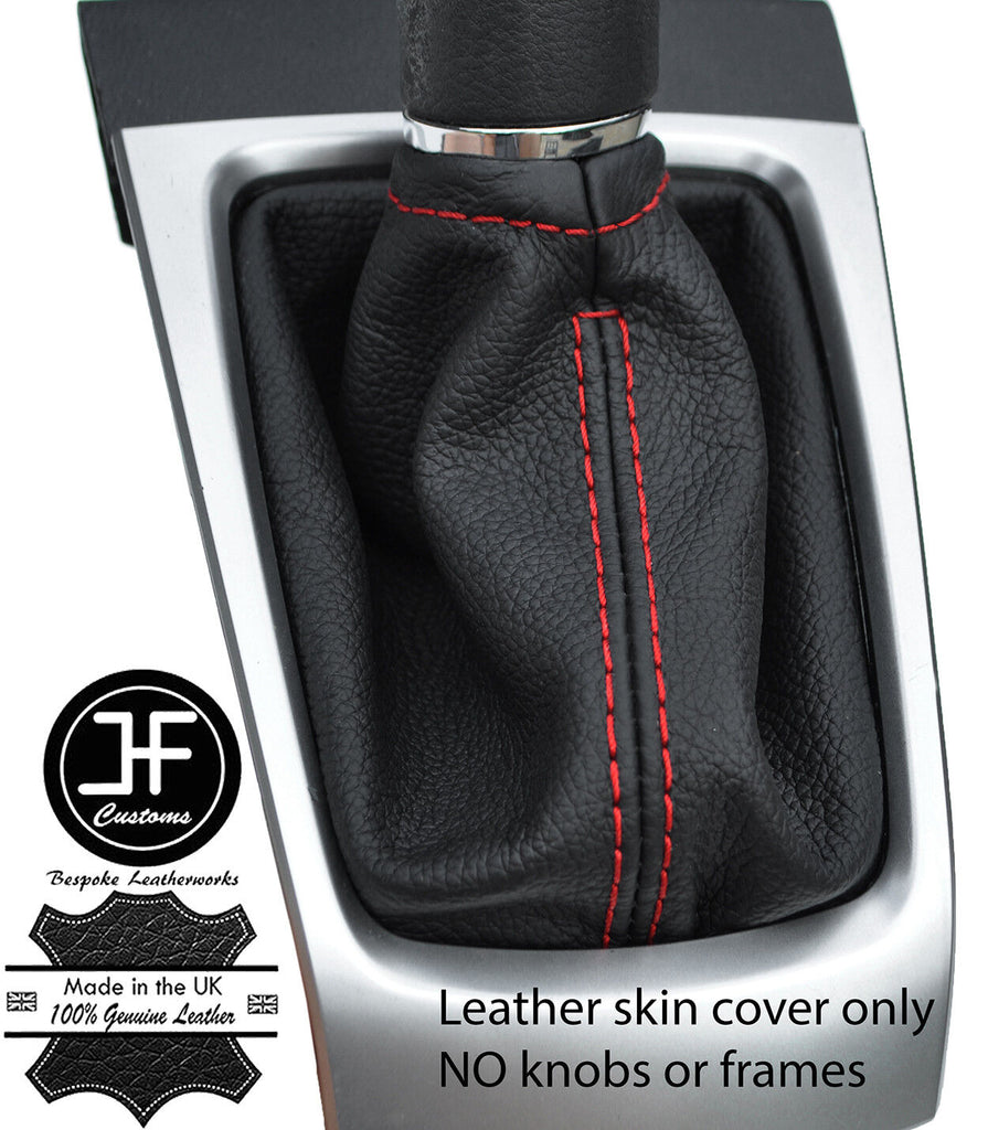 RED STITCHING REAL LEATHER GEAR GAITER FITS NISSAN MICRA K14 2017-2019