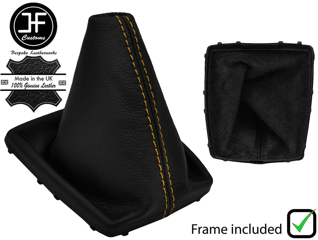 YELLOW STITCH FOR FORD FOCUS FL 08-2011 GEAR GAITER LEATHER WITH PLASTIC FRAME