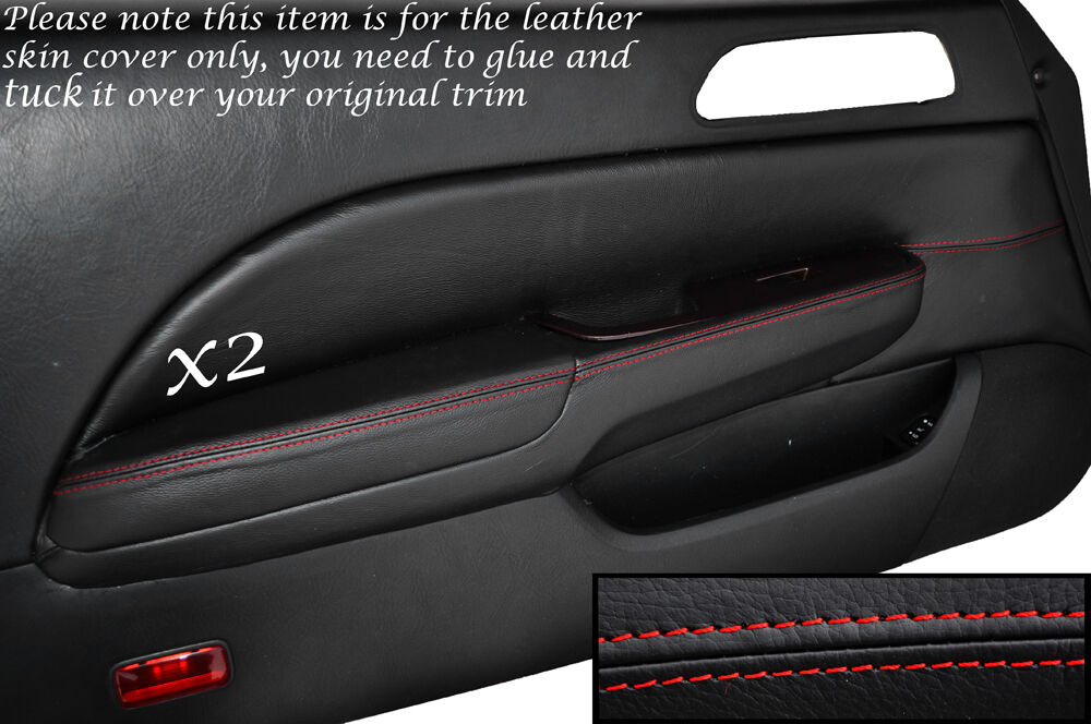 RED STITCHING 2X DOOR CARD SKIN COVERS FITS HONDA PRELUDE MK5 MK V 1997-2001