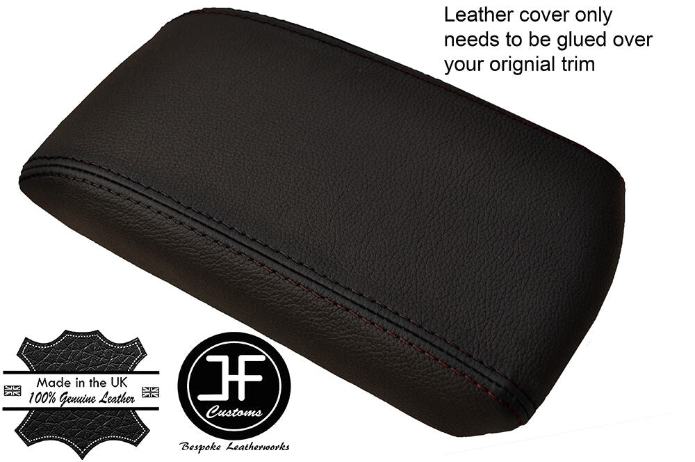 BLACK STITCHING ARMREST LID LEATHER COVER FITS PEUGEOT 308 2013-2017 CUSTOM NEW