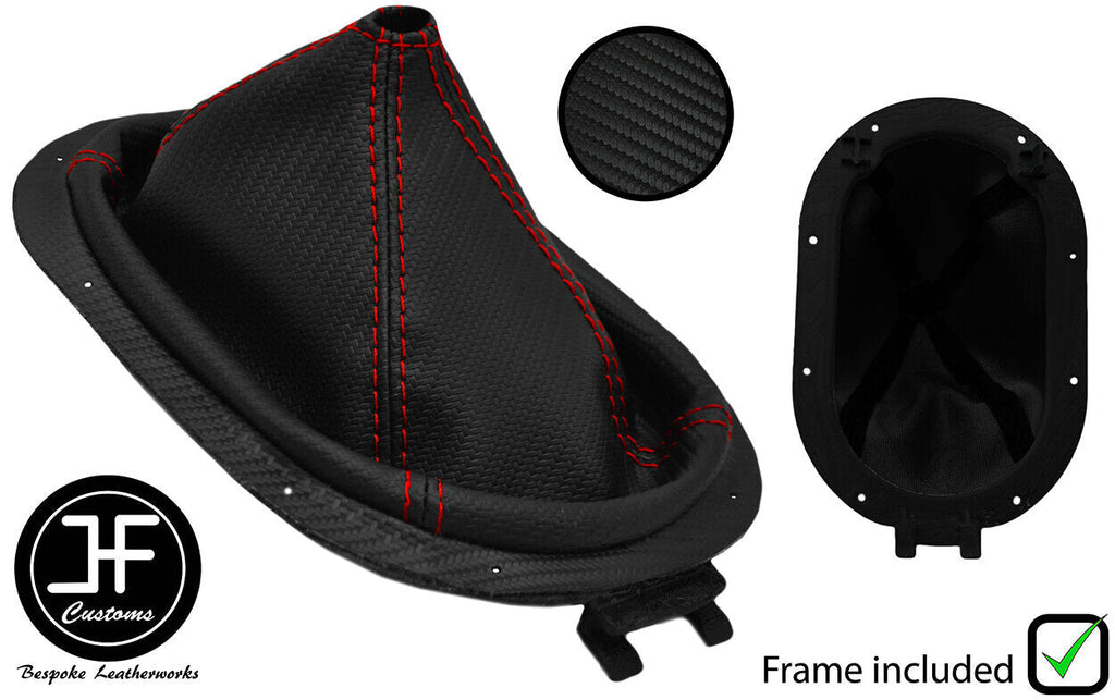 RED STITCH CARBON VINYL GEAR GAITER+PLASTIC FRAME FOR JEEP WRANGLER 07-10