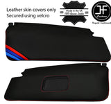 RED STITCH TRI STRIPE 2X SUN VISORS LEATHER COVERS FOR BMW 3 SERIES E36 92-99