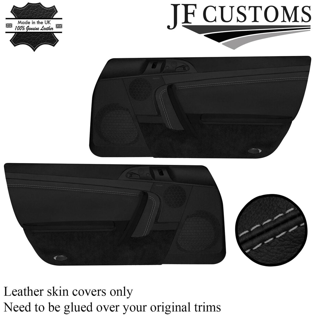 GREY STITCH 2X DOOR CARD TRIM LEATHER COVER FOR PORSCHE CARRERA 911 997 04-12