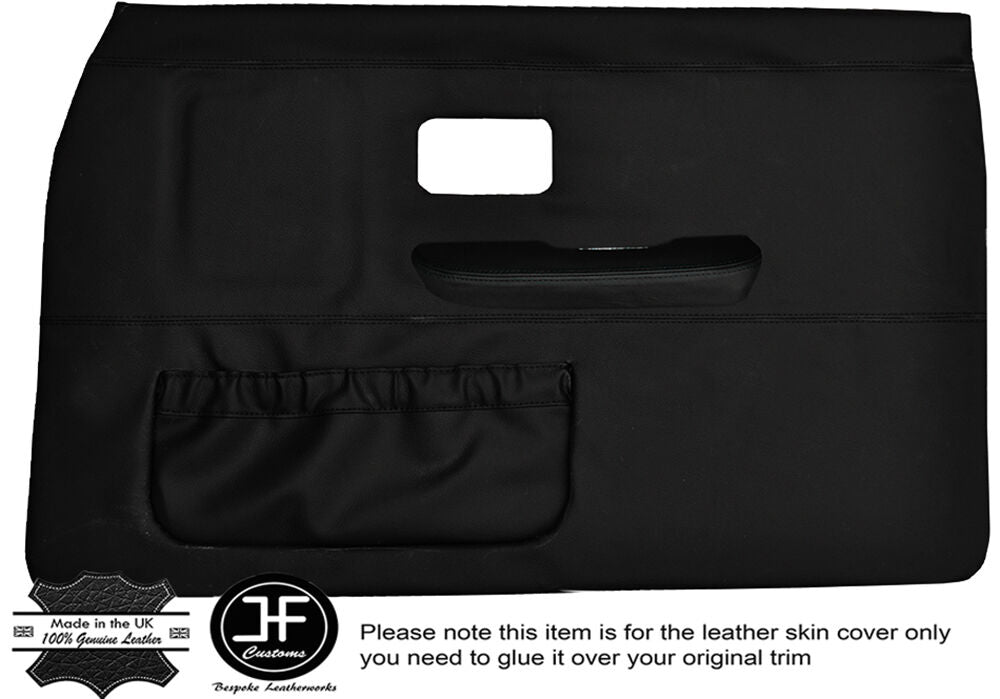 BLACK STICH 2X FRONT FULL DOOR CARD LEATHER COVERS FITS WOLSELEY SIX 6 SALOON