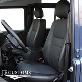 BLACK STITCH 2X HEADREST LEATHER COVERS FITS LAND ROVER DEFENDER 07-14