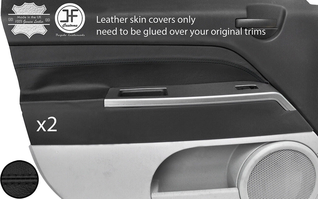 BLACK STITCH 2X FRONT DOOR CARD TRIM LEATHER COVER FOR JEEP PATRIOT 2007-2015