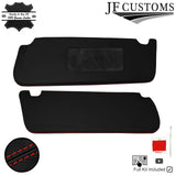 RED CROSS STITCH 2X SUN VISOR COVERS FOR RENAULT TRAFIC VAUXHALL VIVARO 14-20